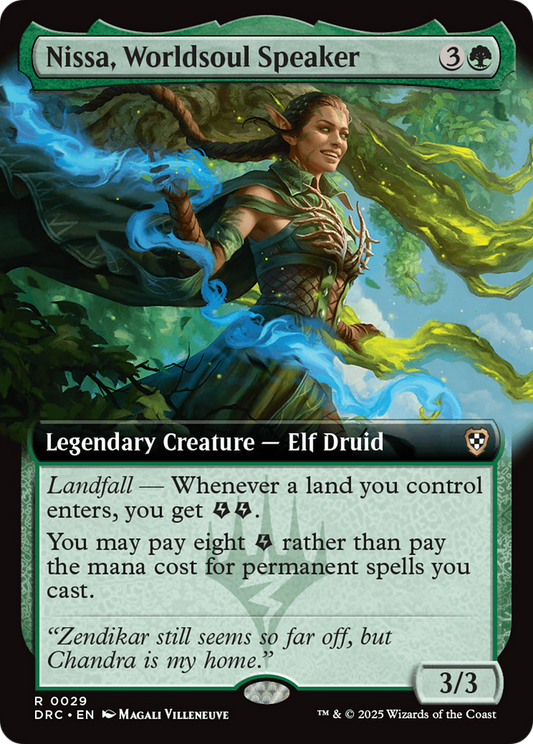 Nissa, Worldsoul Speaker (DRC-029) - [Commander: Aetherdrift]: (Extended Art)