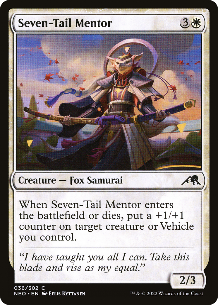 Seven-Tail Mentor (NEO-036) - [Kamigawa: Neon Dynasty] Foil