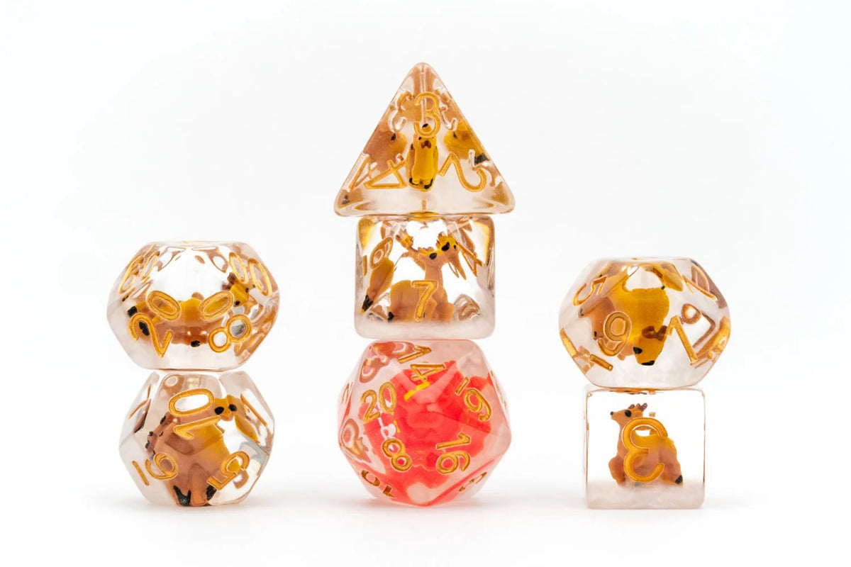Santa Set Reindeer Dice 16mm Resin Poly Dice Set
