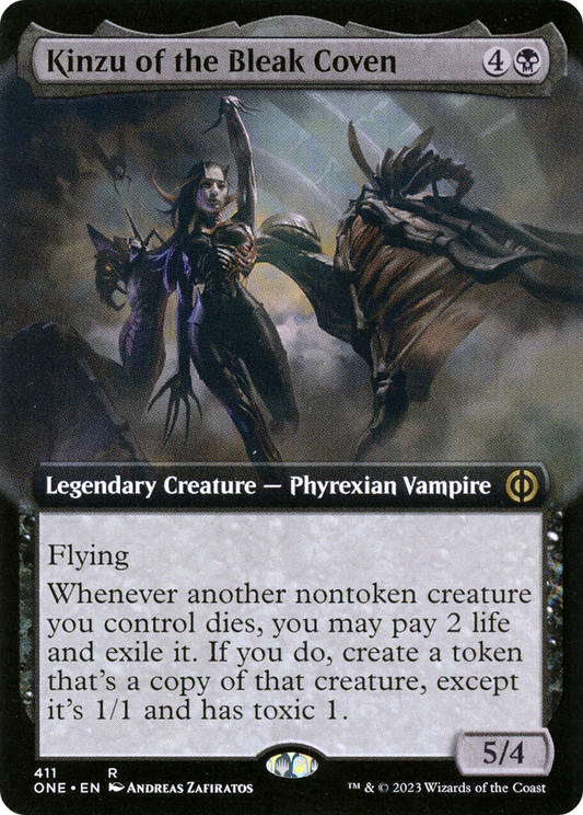 Kinzu of the Bleak Coven (ONE-411) - [Phyrexia: All Will Be One]: (Extended Art)