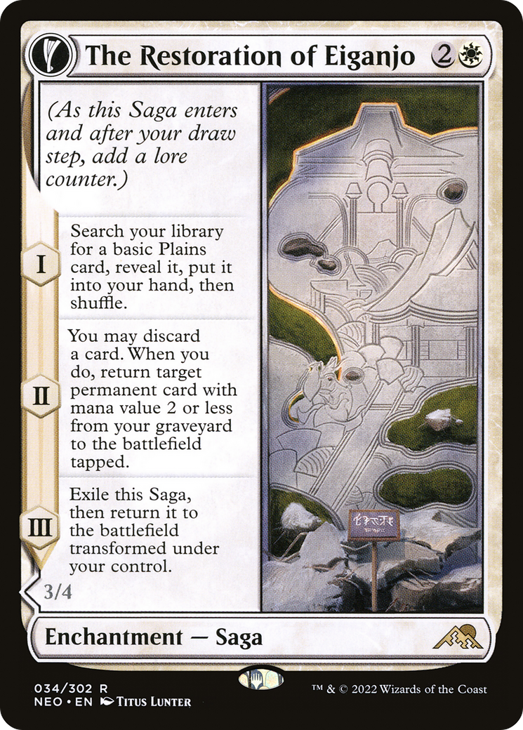 The Restoration of Eiganjo // Architect of Restoration (NEO-034) - [Kamigawa: Neon Dynasty]: (fandfc, enchantment) Foil