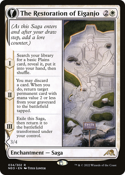 The Restoration of Eiganjo // Architect of Restoration (NEO-034) - [Kamigawa: Neon Dynasty]: (fandfc, enchantment) Foil