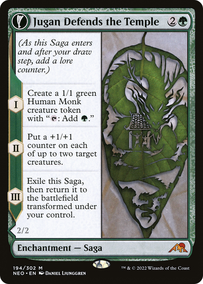 Jugan Defends the Temple // Remnant of the Rising Star (NEO-194) - [Kamigawa: Neon Dynasty]: (fandfc, enchantment)