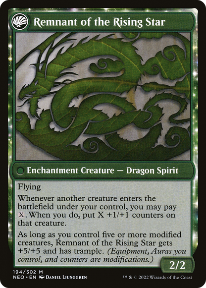Jugan Defends the Temple // Remnant of the Rising Star (NEO-194) - [Kamigawa: Neon Dynasty]: (fandfc, enchantment)