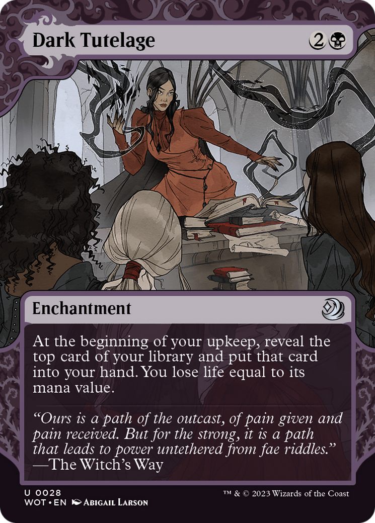 Dark Tutelage (WOT-028) - [Wilds of Eldraine: Enchanting Tales]: (Showcase) (Borderless) Foil