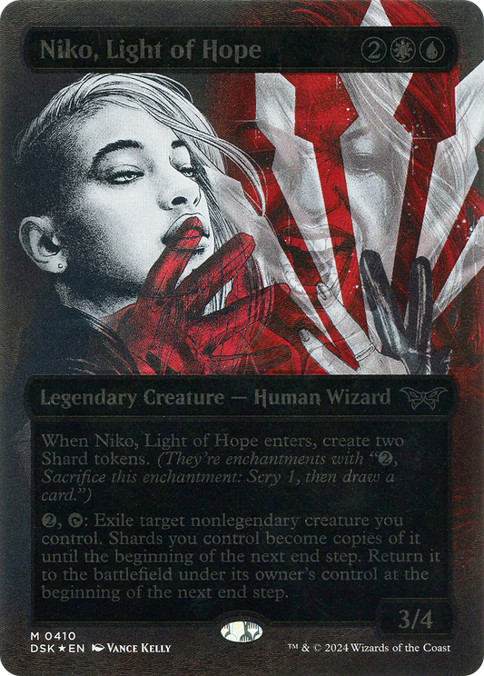 Niko, Light of Hope (DSK-410) - [Duskmourn: House of Horror]: (Showcase) (Borderless) Foil