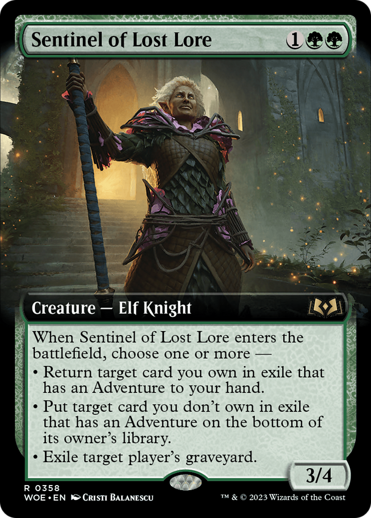 Sentinel of Lost Lore (Extended Art) (WOE-358) - [Wilds of Eldraine]: (Extended Art) Foil