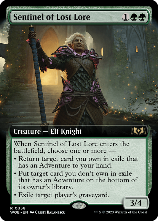 Sentinel of Lost Lore (Extended Art) (WOE-358) - [Wilds of Eldraine]: (Extended Art) Foil