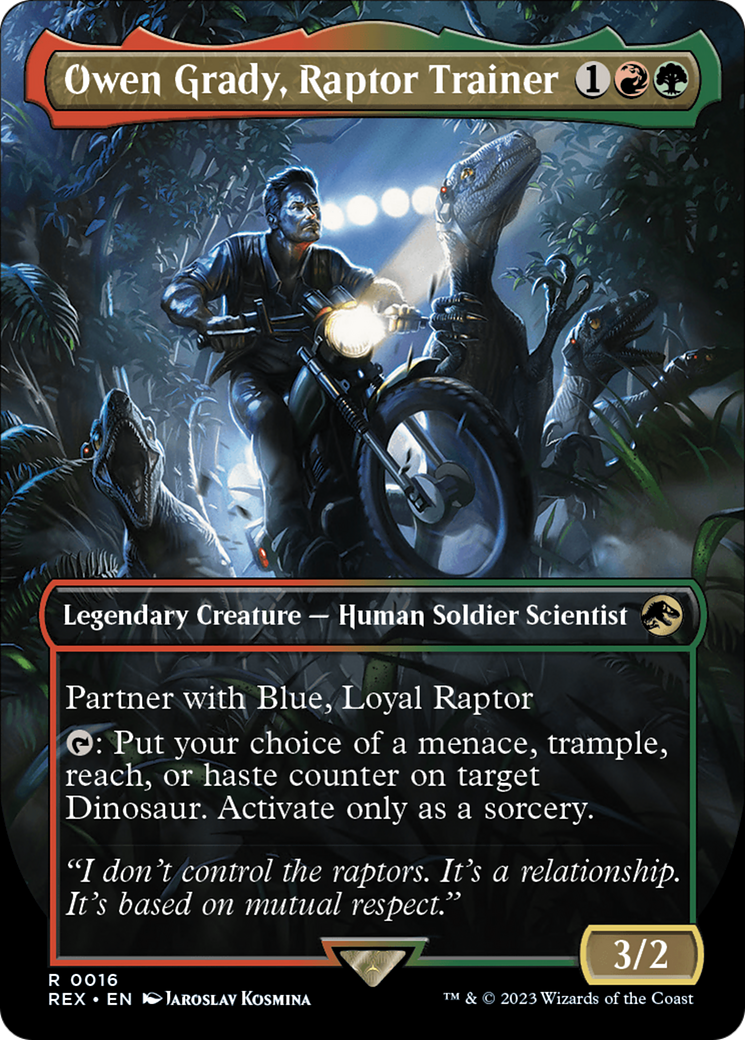Owen Grady, Raptor Trainer (REX-016) - [Jurassic World Collection] (Borderless) Foil