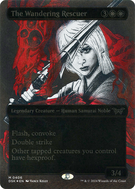 The Wandering Rescuer (DSK-406) - [Duskmourn: House of Horror]: (Showcase) (Borderless) Foil