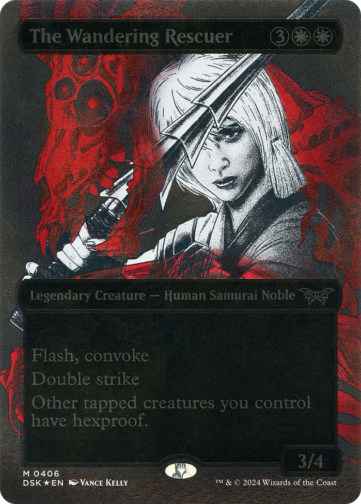 The Wandering Rescuer (DSK-406) - [Duskmourn: House of Horror]: (Showcase) (Borderless) Foil