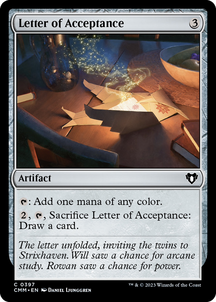 Letter of Acceptance (CMM-397) - [Commander Masters]