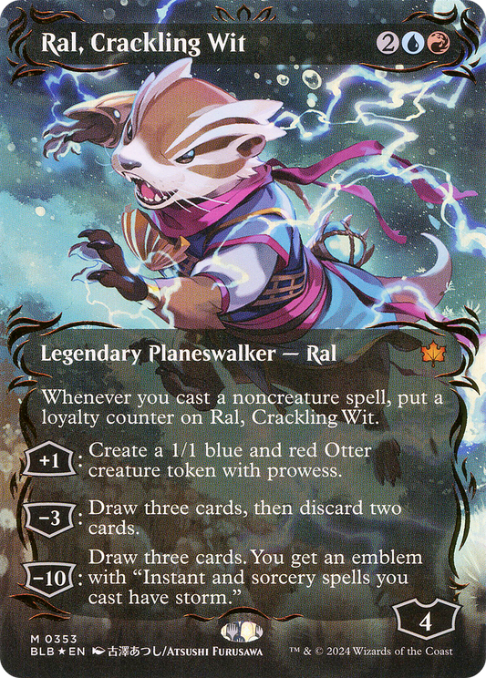 Ral, Crackling Wit (Borderless) (Raised Foil) (BLB-353) - [Bloomburrow]: (Showcase) (Borderless) Foil