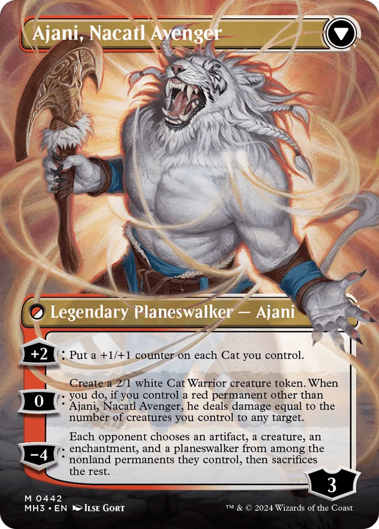 Ajani, Nacatl Pariah // Ajani, Nacatl Avenger (MH3-442) - [Modern Horizons 3] (Borderless) Foil - Emmett's ToyStop