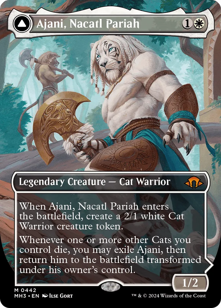 Ajani, Nacatl Pariah // Ajani, Nacatl Avenger (MH3-442) - [Modern Horizons 3] (Borderless) Foil - Emmett's ToyStop