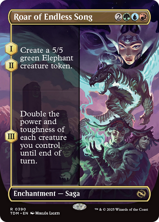 Roar of Endless Song (Borderless) (TDM-390) - [Tarkir: Dragonstorm]: (enchantment) (Borderless)