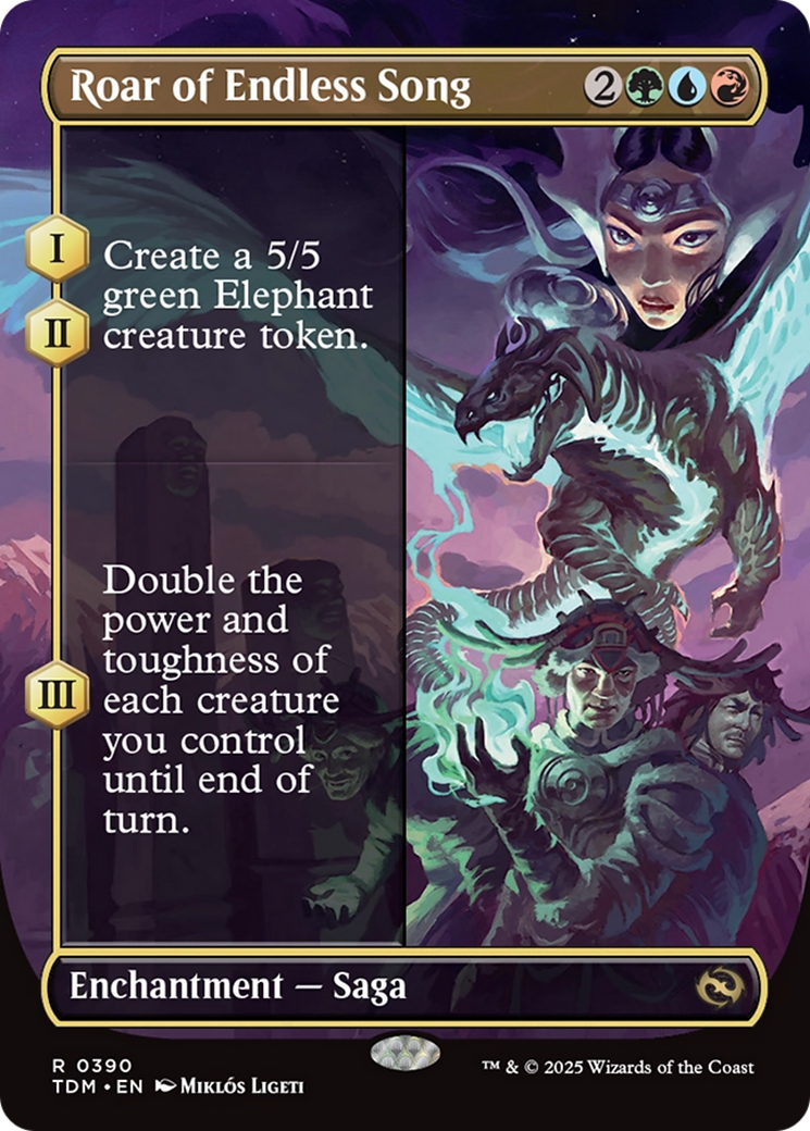 Roar of Endless Song (Borderless) (TDM-390) - [Tarkir: Dragonstorm]: (enchantment) (Borderless) Foil