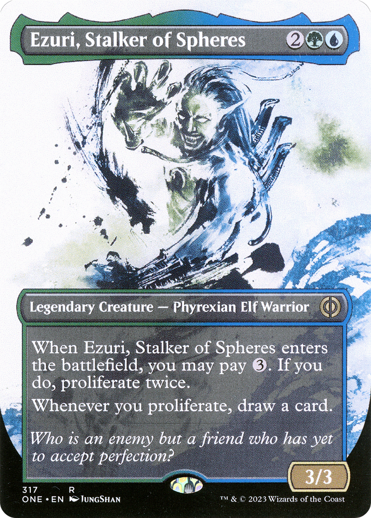 Ezuri, Stalker of Spheres (ONE-317) - [Phyrexia: All Will Be One]: (Showcase) (Borderless)