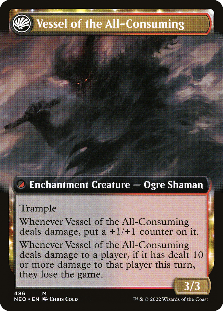 Hidetsugu Consumes All // Vessel of the All-Consuming (NEO-486) - [Kamigawa: Neon Dynasty]: (Extended Art, fandfc, enchantment) Foil