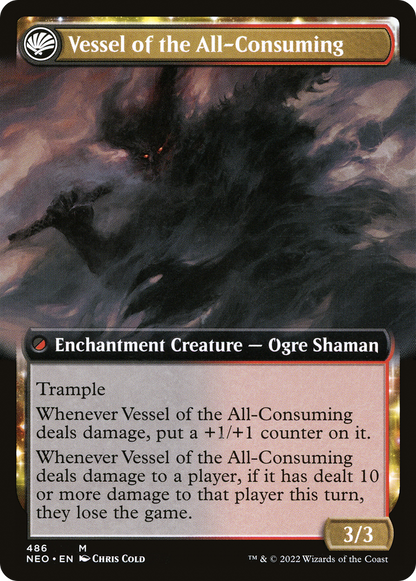 Hidetsugu Consumes All // Vessel of the All-Consuming (NEO-486) - [Kamigawa: Neon Dynasty]: (Extended Art, fandfc, enchantment) Foil