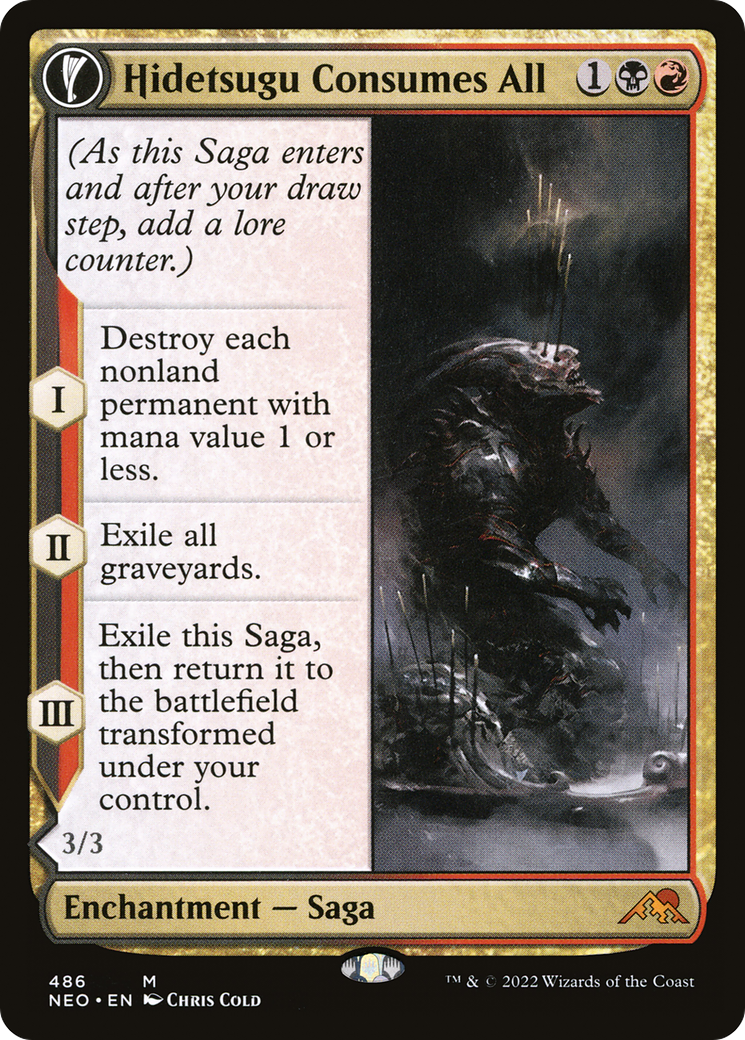 Hidetsugu Consumes All // Vessel of the All-Consuming (NEO-486) - [Kamigawa: Neon Dynasty]: (Extended Art, fandfc, enchantment)