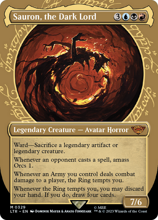 Sauron, the Dark Lord (LTR-329) - [The Lord of the Rings: Tales of Middle-earth]: (Showcase) (Borderless) Foil