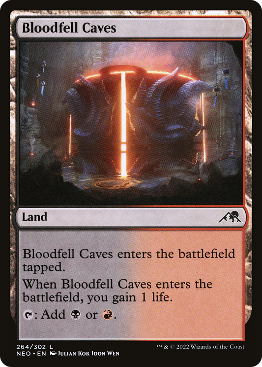 Bloodfell Caves (NEO-264) - [Kamigawa: Neon Dynasty]