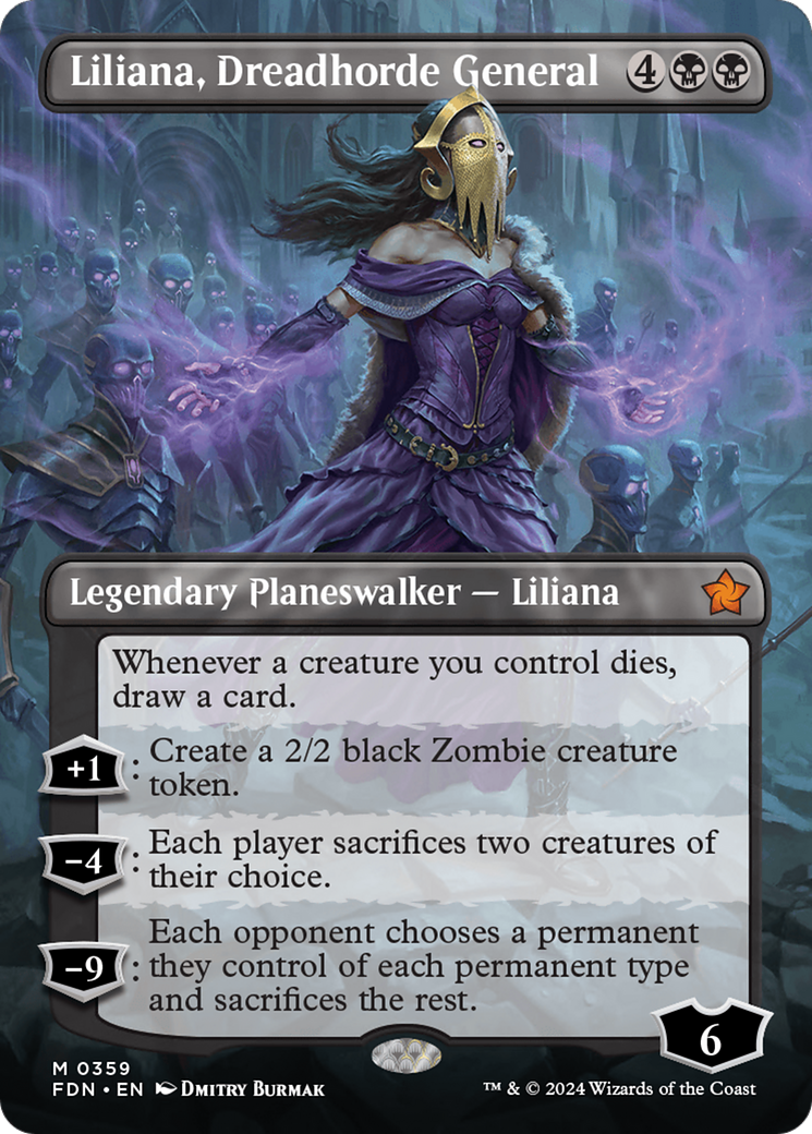 Liliana, Dreadhorde General (FDN-359) - [Foundations] (Borderless) Foil