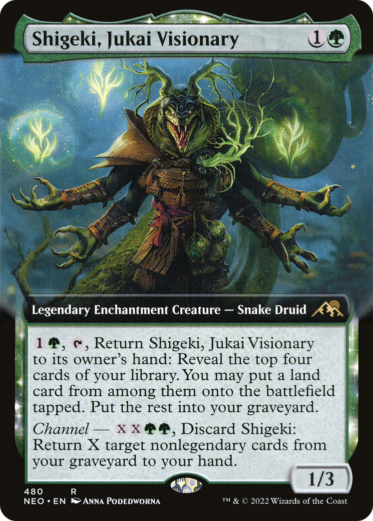 Shigeki, Jukai Visionary (NEO-480) - [Kamigawa: Neon Dynasty]: (Extended Art, enchantment) Foil