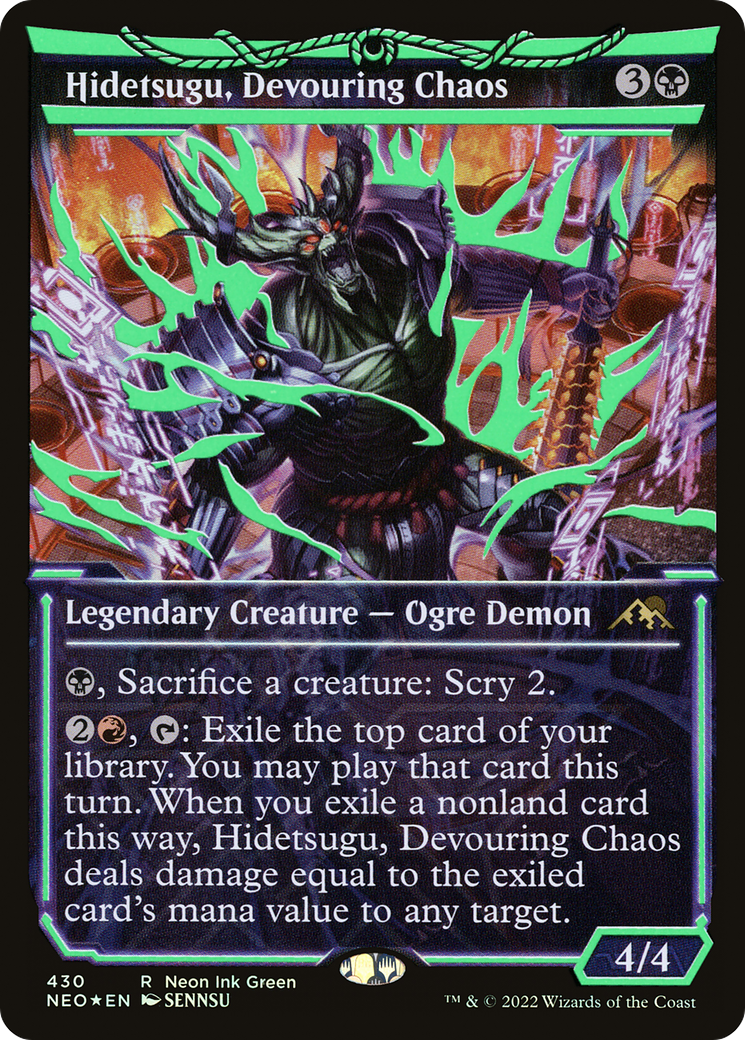 Hidetsugu, Devouring Chaos (NEO-430) - [Kamigawa: Neon Dynasty]: (Showcase) Foil