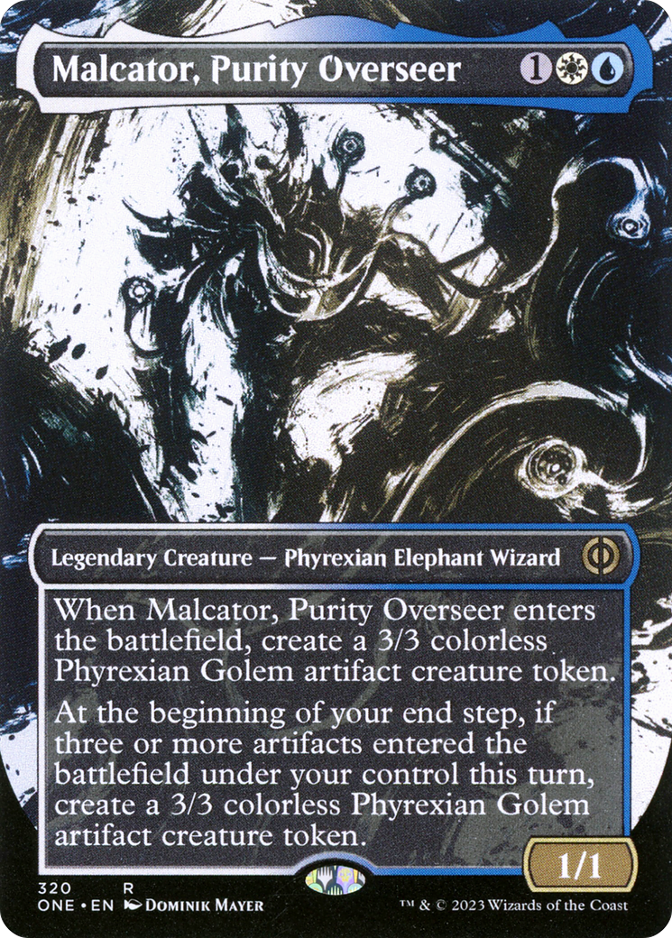 Malcator, Purity Overseer (ONE-320) - [Phyrexia: All Will Be One]: (Showcase) (Borderless) Foil