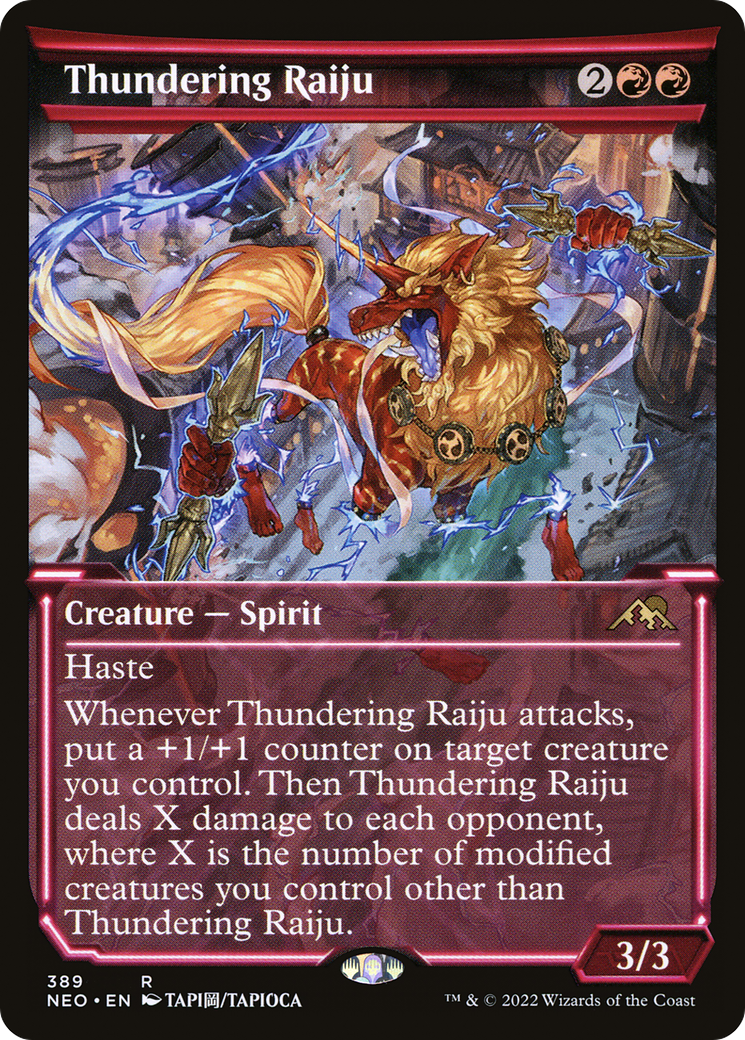 Thundering Raiju (NEO-389) - [Kamigawa: Neon Dynasty]: (Showcase) Foil