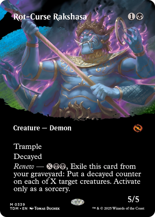Rot-Curse Rakshasa (Borderless) (TDM-339) - [Tarkir: Dragonstorm]: (Showcase) (Borderless)