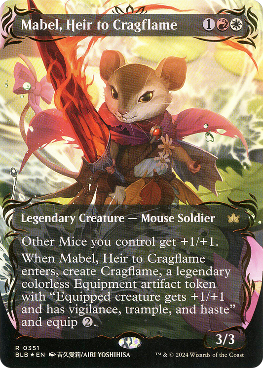 Mabel, Heir to Cragflame (BLB-351) - [Bloomburrow]: (Showcase) (Borderless) Foil