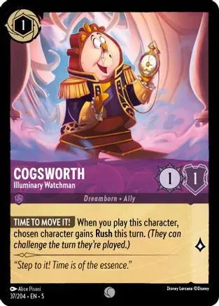 Cogsworth - Illuminary Watchman (37/204) Cold Foil - Shimmering Skies - Emmett's ToyStop