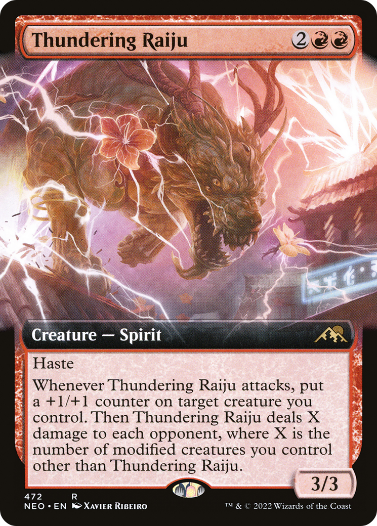Thundering Raiju (NEO-472) - [Kamigawa: Neon Dynasty]: (Extended Art)