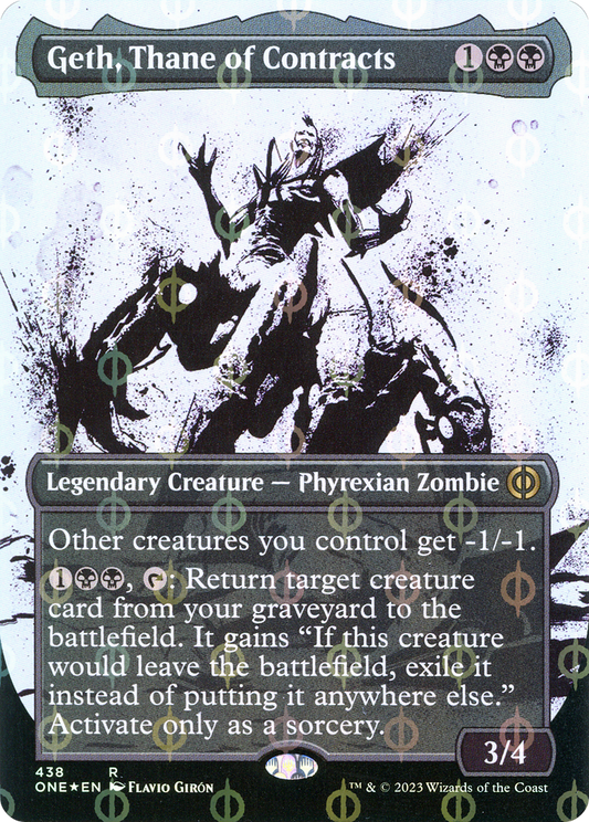 Geth, Thane of Contracts (ONE-438) - [Phyrexia: All Will Be One]: (Showcase) (Borderless) Foil