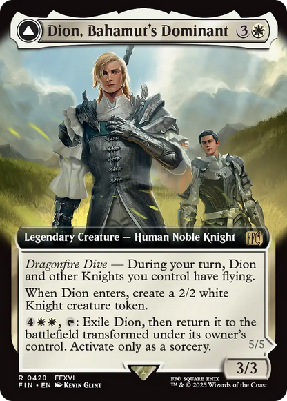Dion, Bahamut's Dominant // Bahamut, Warden of Light (FIN-428) - [FINAL FANTASY]: (enchantment, Extended Art)