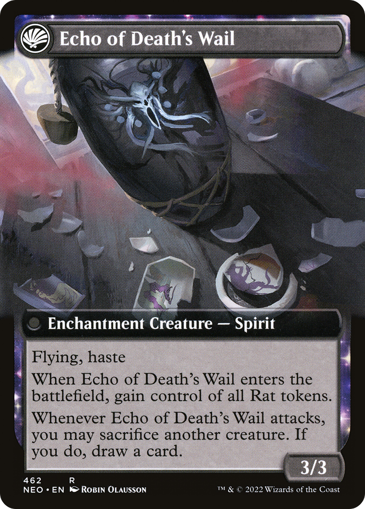 Tribute to Horobi // Echo of Death's Wail (NEO-462) - [Kamigawa: Neon Dynasty]: (Extended Art, fandfc, enchantment)