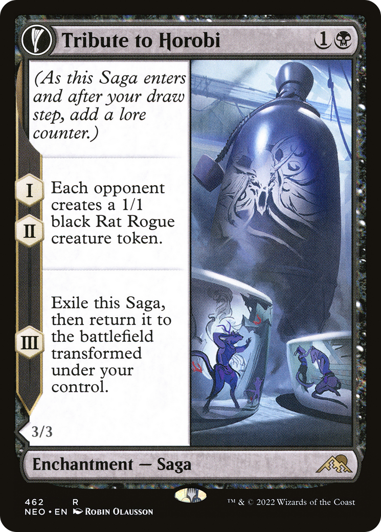 Tribute to Horobi // Echo of Death's Wail (NEO-462) - [Kamigawa: Neon Dynasty]: (Extended Art, fandfc, enchantment)