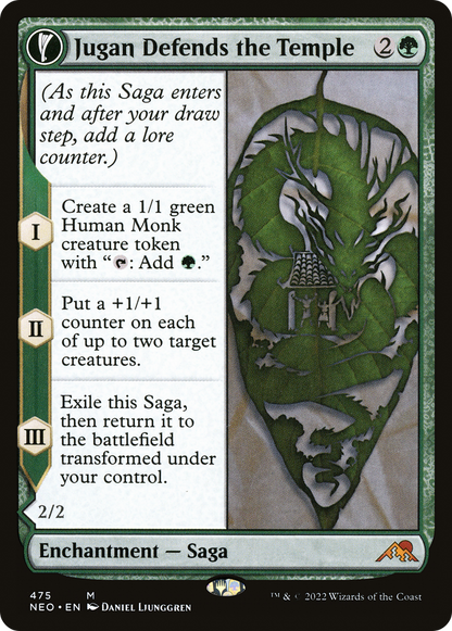 Jugan Defends the Temple // Remnant of the Rising Star (NEO-475) - [Kamigawa: Neon Dynasty]: (Extended Art, fandfc, enchantment)