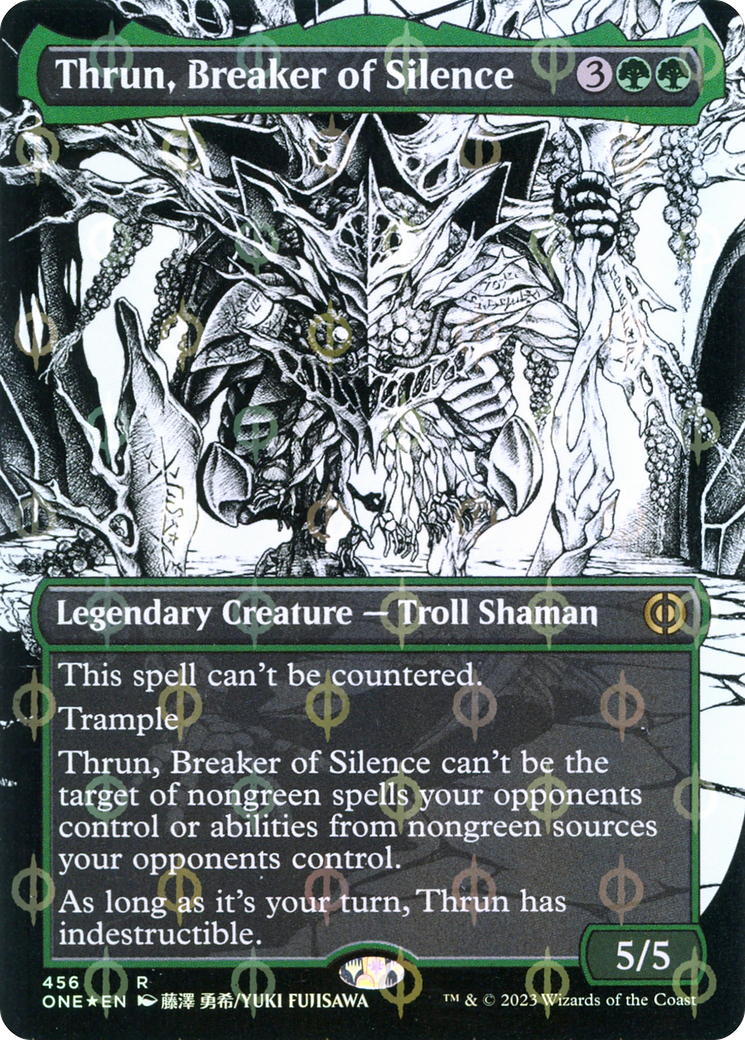 Thrun, Breaker of Silence (ONE-456) - [Phyrexia: All Will Be One]: (Showcase) (Borderless) Foil