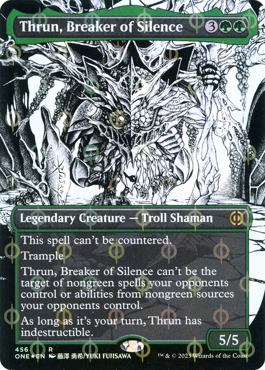 Thrun, Breaker of Silence (ONE-456) - [Phyrexia: All Will Be One]: (Showcase) (Borderless) Foil