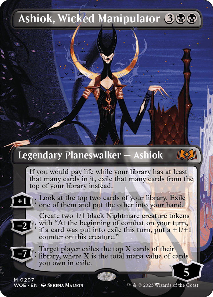 Ashiok, Wicked Manipulator (Borderless) (WOE-297) - [Wilds of Eldraine] (Borderless) Foil