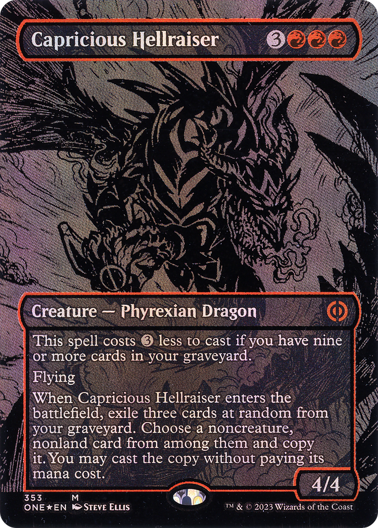 Capricious Hellraiser (ONE-353) - [Phyrexia: All Will Be One] (Borderless) Foil