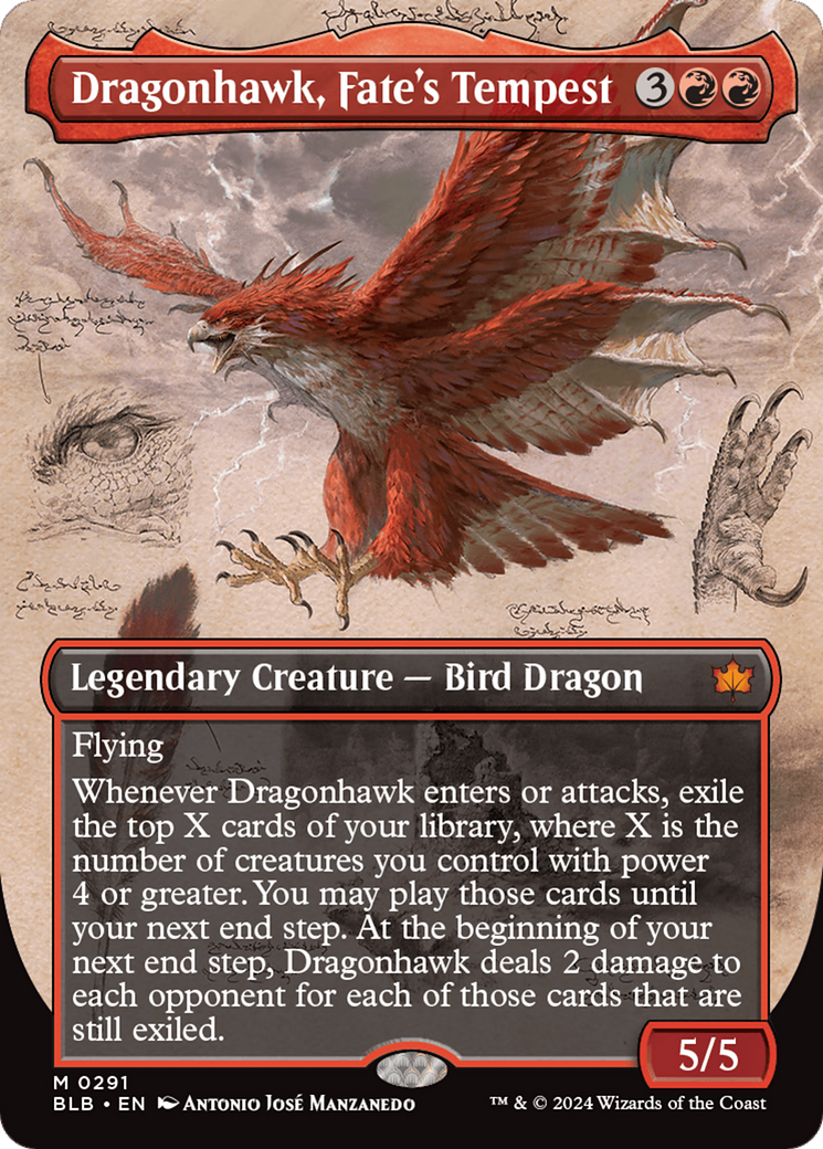 Dragonhawk, Fate's Tempest (BLB-291) - [Bloomburrow]: (Showcase) (Borderless)