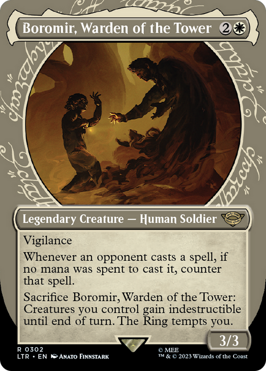 Boromir, Warden of the Tower (LTR-302) - [The Lord of the Rings: Tales of Middle-earth]: (Showcase) (Borderless) Foil