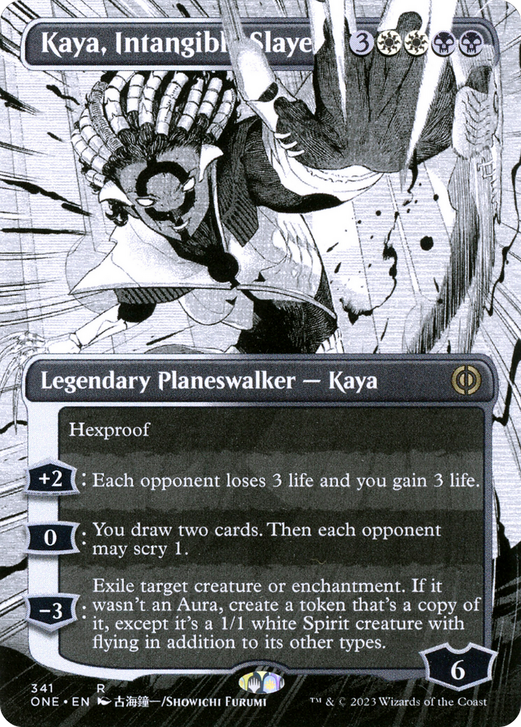 Kaya, Intangible Slayer (ONE-341) - [Phyrexia: All Will Be One]: (Showcase) (Borderless) Foil