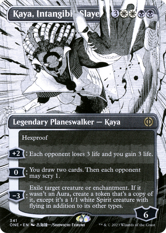 Kaya, Intangible Slayer (ONE-341) - [Phyrexia: All Will Be One]: (Showcase) (Borderless) Foil
