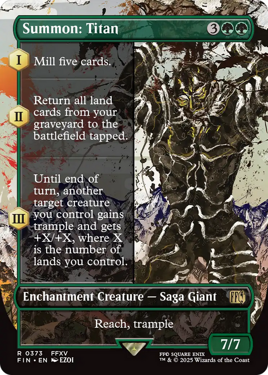 Summon: Titan (FIN-373) - [FINAL FANTASY]: (enchantment) (Borderless) Foil